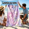 Custom Name Personalized KPop Demon Hunters Print Beach Towel, for Trip Camping Beach Party Home Decor, Birthday Gift for Family & Friends