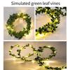 Artificial Green Leaf String Lights, Battery Powered LED Simulation Flower Greenery Garland, Fairy Lights for Wedding Room Indoor Wall Home Decor