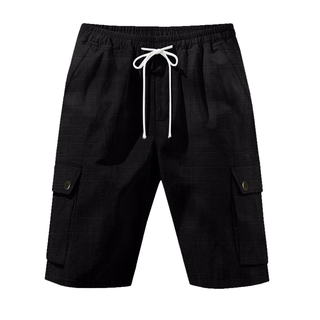 Men's Multi Pocket Cargo Shorts Lightweight Breathable Summer Beach Casual Shorts with Elastic Waistband and Drawstring for Outdoor Activities