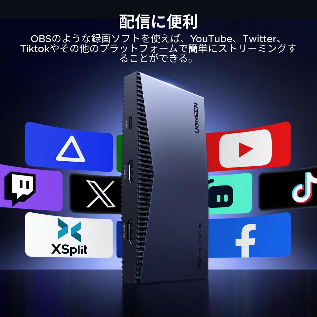 UGREEN External Capture 4K Recording Capture HDR Ultra Low Latency Series One Compatible 4K@30Hz Card, Support, FPGA, 4K@60Hz Pass-Through, Board,