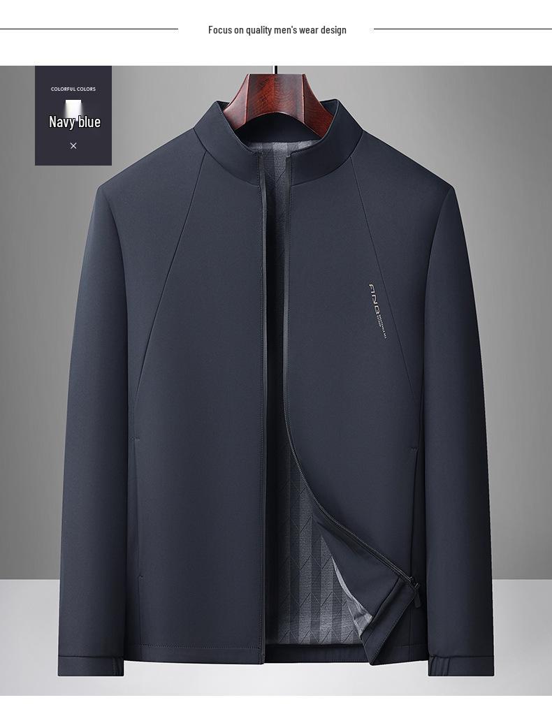 2026 Men's Business Casual Stand-up Collar Jacket - Dad Style for Spring, Summer, and Autumn