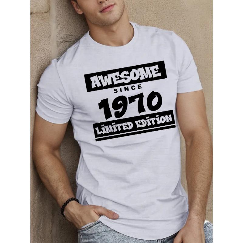 

European sizes Men S Summer T-Shirt Top, Limited Edition, Awesome Since 1970, Short Sleeve 4XL білий