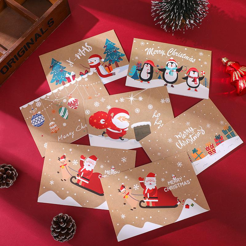 24 Sets Of Christmas Cards, Christmas Gift Cards, Cute Cartoon Folding Cards, Blessing Messages, Cassette Envelopes