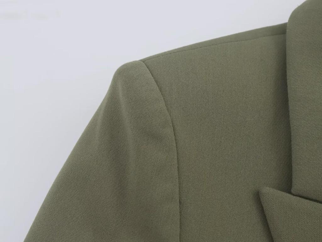 Women's Double-Breasted Shoulder Pad Suit Jacket and Trousers Set