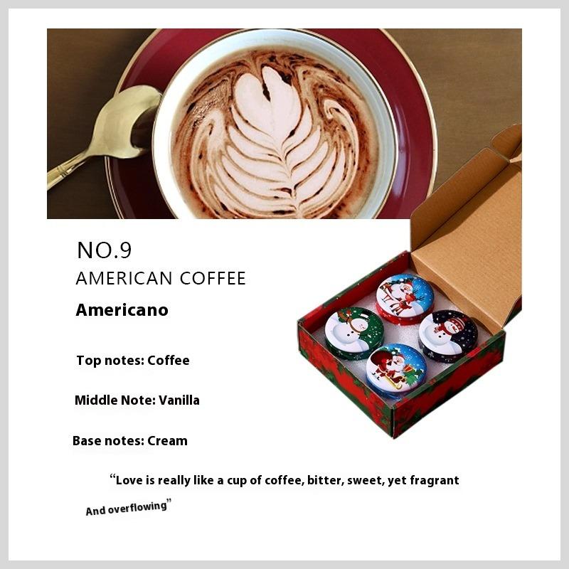 

Рождественский подарочный набор из 4 жестяных свечей - Ароматические свечи в праздничных металлических коробках для подарков на Сочельник, украшения для вечеринки American Coffee