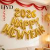 Festive New Year Backdrop HAPPY NEW YEAR 2026 Balloon 16 Inch Foil Letter Happy Inflatable Balloons NYE Banner Decoration for Eve Party Supplies