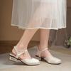 Mode 2025 Frühling Sommer Neu Retro Quadratische Zehenpartie Lässige Schuhe Damenmode Dicker Absatz Perle Sanfte Hochhackige Sandalen Schuhe Weiblich