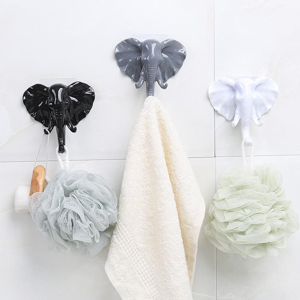 Elephant Head Self Adhesive Wall Door Hook Hanger Bag Keys Sticky Holder 