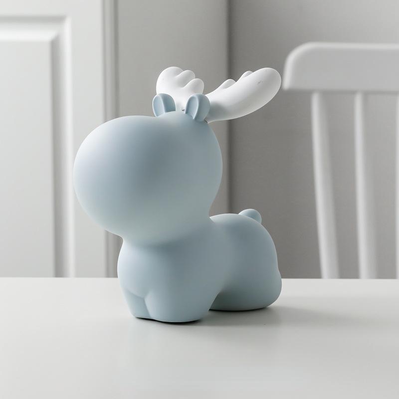 

Home Decoration Accessories for Living Room Resin Animal Figurines Modern Deer Model Piggy Bank Bedroom Decor Kids Birthday Gift. Blue