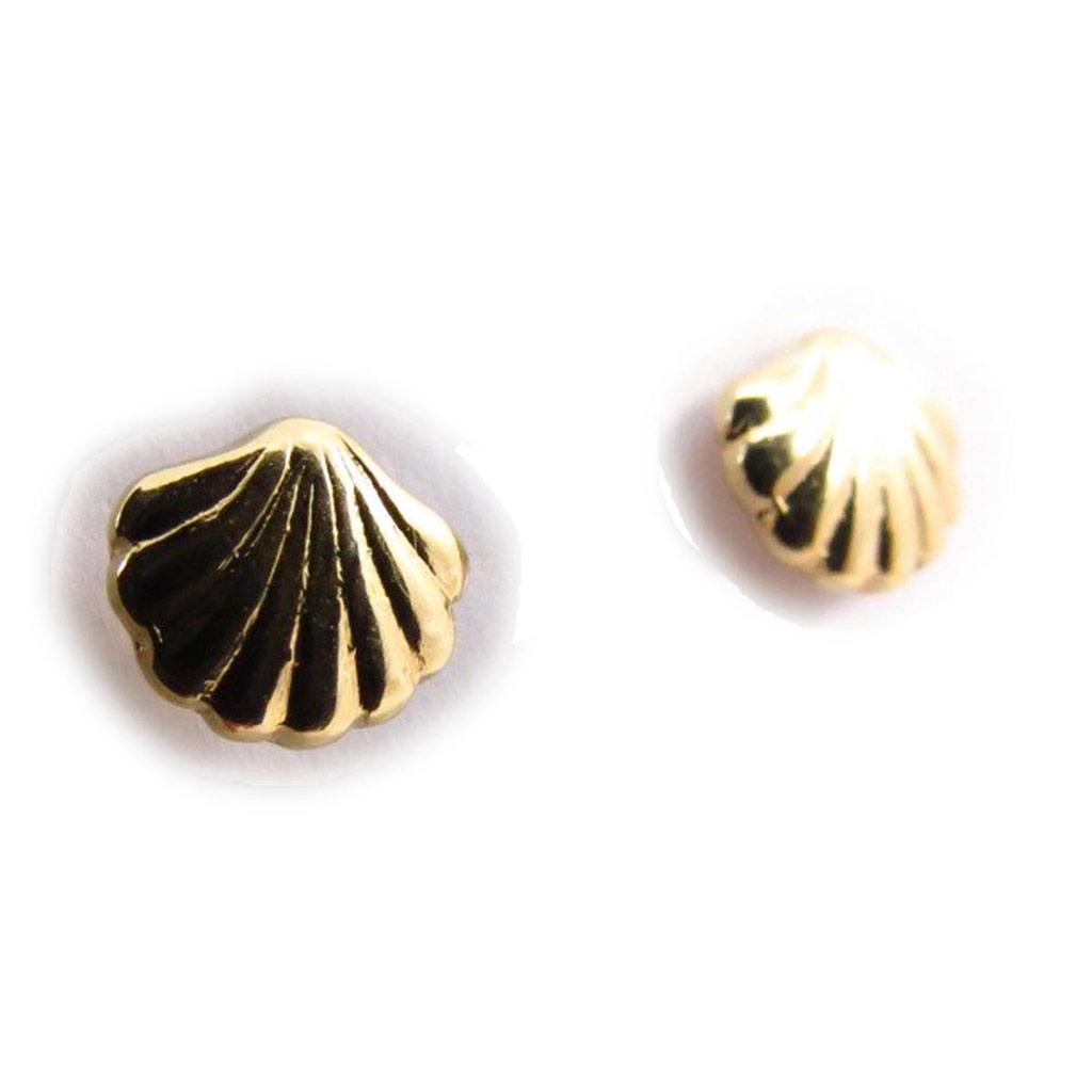 Les Trésors De Lily [D7434] - Gold Plated 'Coquille Saint Jacques' Gold Plated Earrings - 5x6 Mm