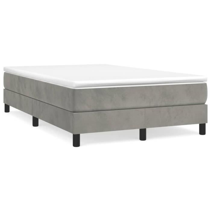 3144321 vidaXL Lit à sommier tapissier et matelas Gris clair 120x200cm Velours