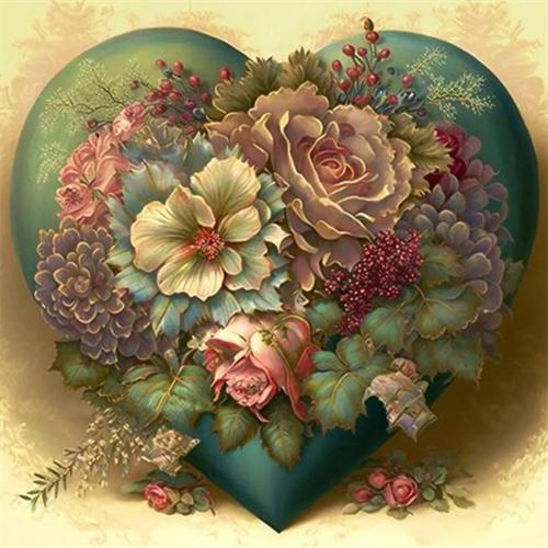 Diy Diamond Painting Heart Flower Home Decor Full Square Round Embroidery Mosaic Fantasy Landscape Wall Art
