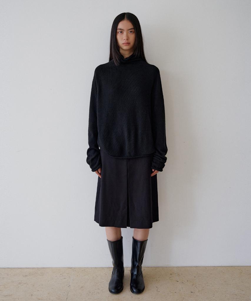 Mohe Double Waist Wool Skirt _ Black