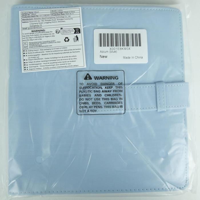 Album Photo - Fujifilm - 256 Pochettes - Cuir Végétalien - Bleu - Compatible Instax Mini