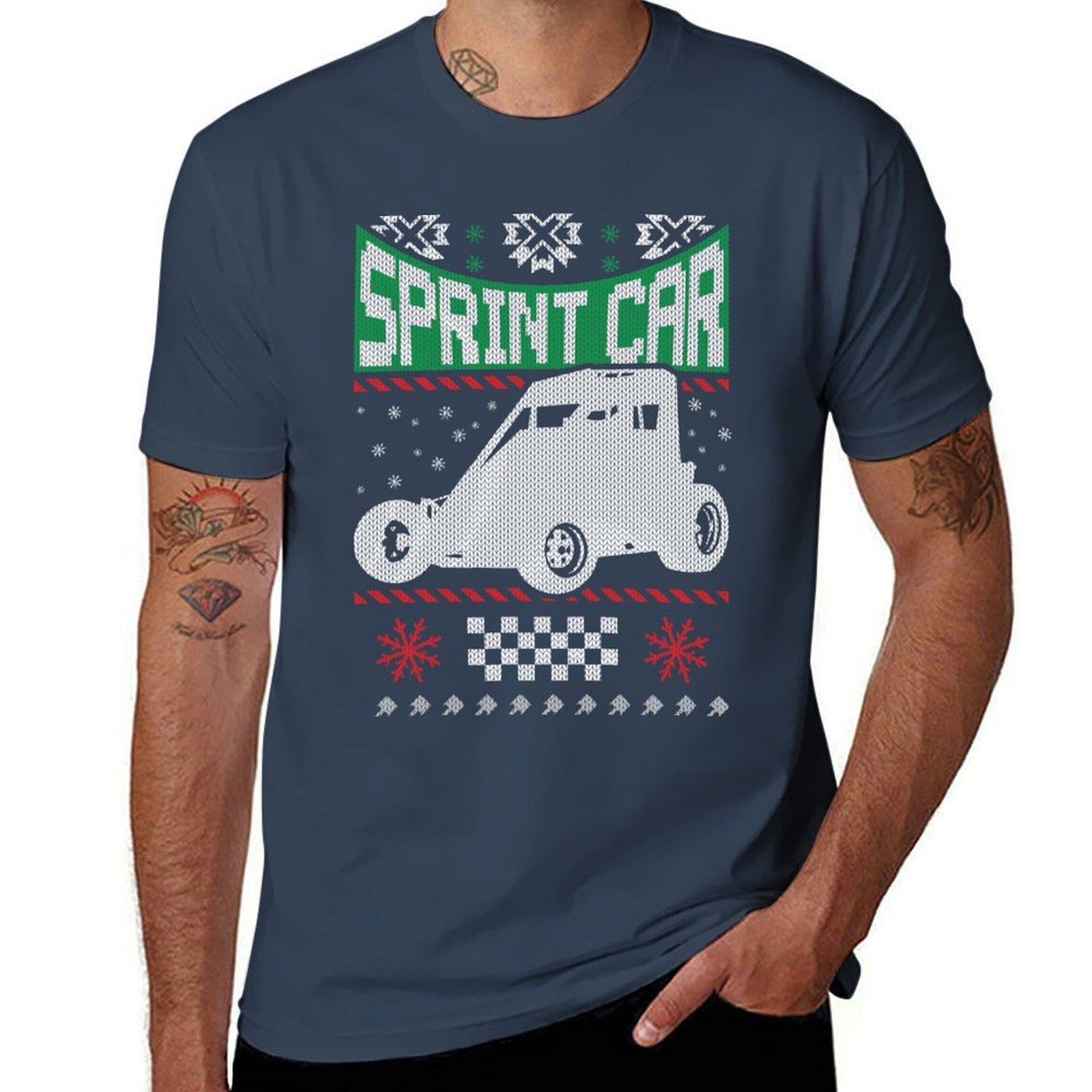 Sprint Car Racing Christmas TShirt Casual Basic Street Style TShirt S