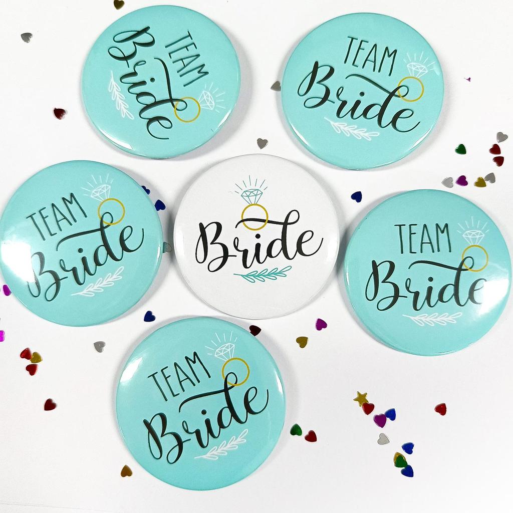 Team Bride Tinplate Badge for Bachelorette Party - 58mm Festive Decoration