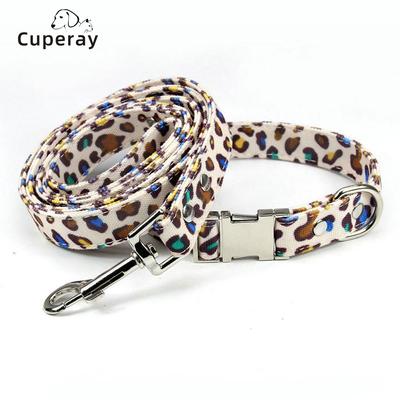 Dog Collars Leash Adjustable Pet Collars for Small Medium Large Dogs and Cat,Canvas Leopard Printing Collar Soft and Comfortable