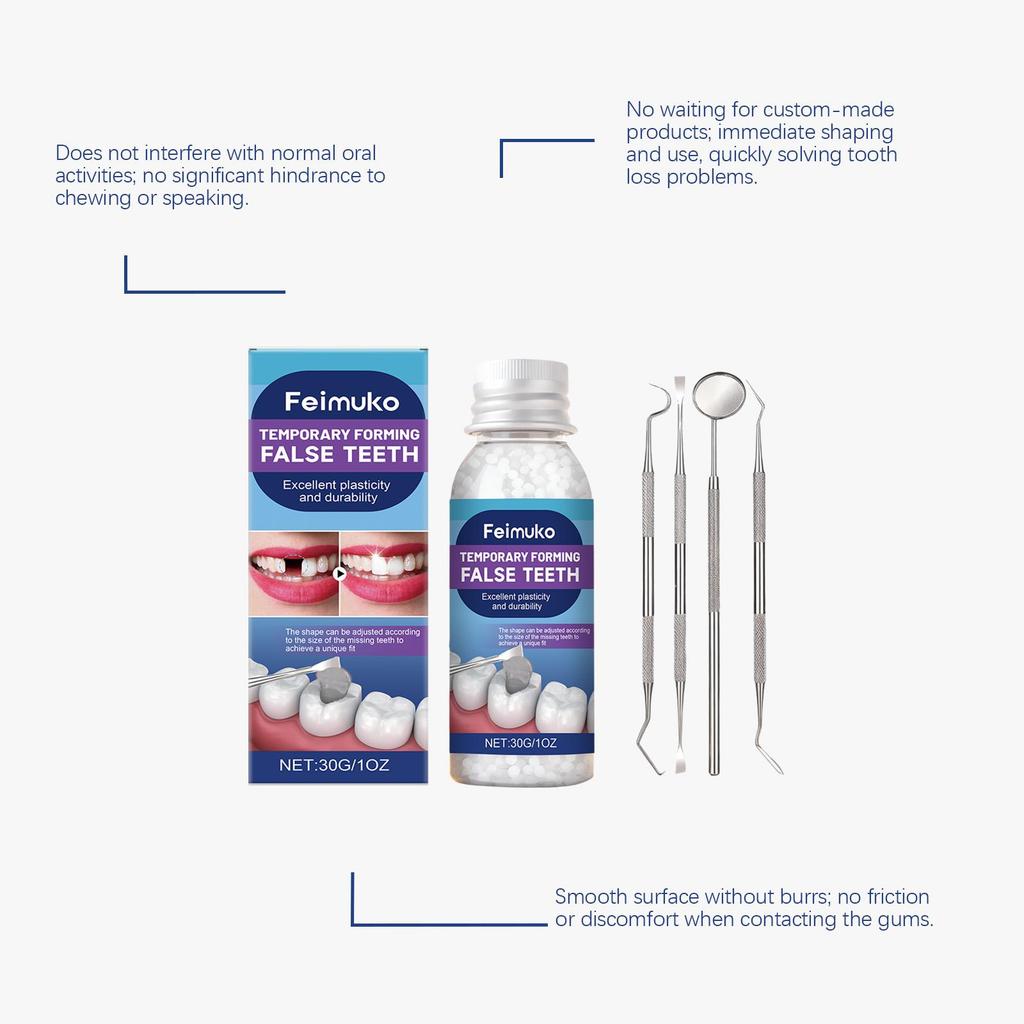 Moldable Teeth Repair Kit Temporary Dental Replacement Kit Thermal Beads For Filling Fix The Missing And Broken Tooth Artificial