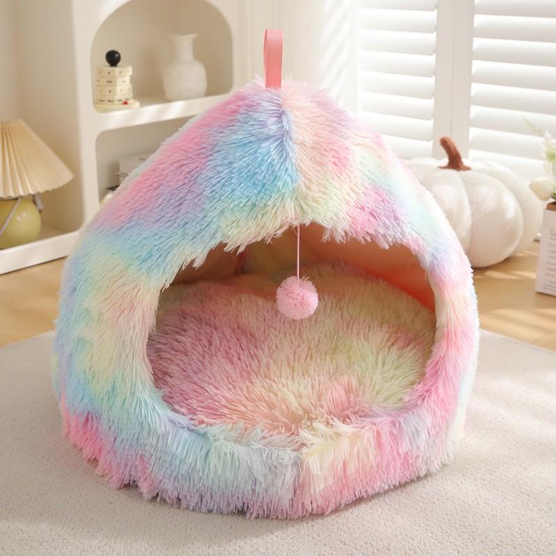 Cozy Winter Pet Bed Cats Small Dogs Plush Warm Nest With Deep Sleep Design Indoor Use