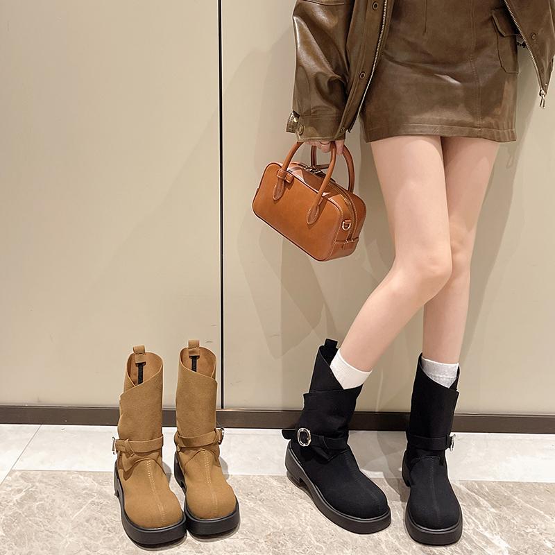 Fashion 2024 Hot Sale New Non-slip Autumn Winter Women's Ankle Boots Ladies Boots Fashion Outdoors Round Head Women Shoes Botas Mujer