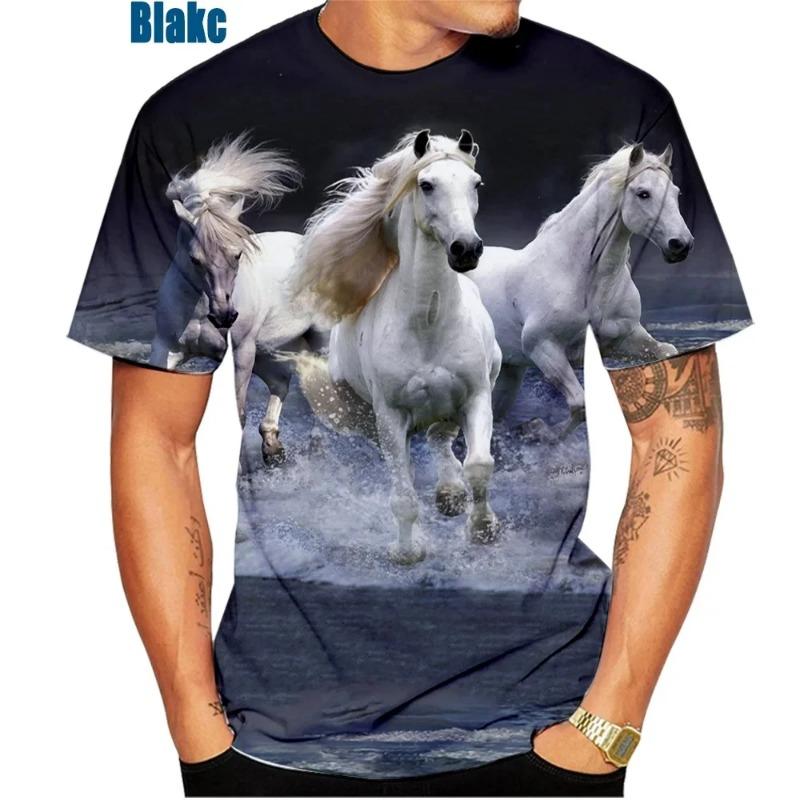Animal Horse Creative Print 3D Print Summer O-neck T Shirt Fashion Casual Boys Girls Kawaii Tshirt Tops Unisex Clothing