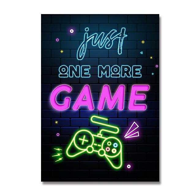 Neon Style Art Retro 80S Gaming Qoutes Posters on The Wall Gamer Gamepad Canvas Painting Boy Game Room Decoration
