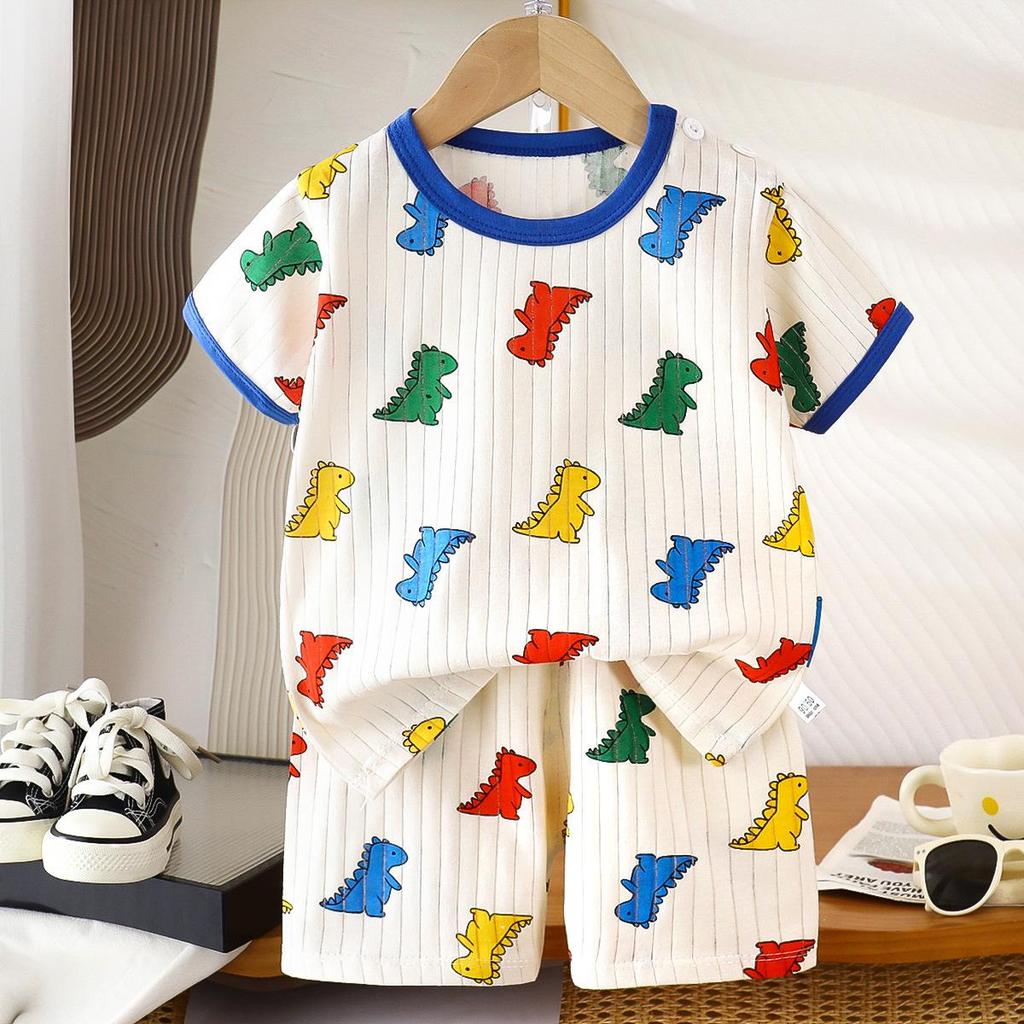 Kids' Cotton Short-Sleeved Set: Korean Style Summer Two-Piece for Girls and Boys