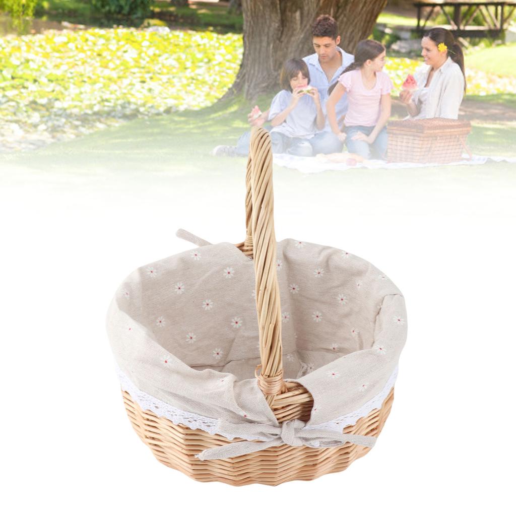 Rattan Storage Basket Hand Made Oval Picnic Storage Basket for Indoor Outdoor