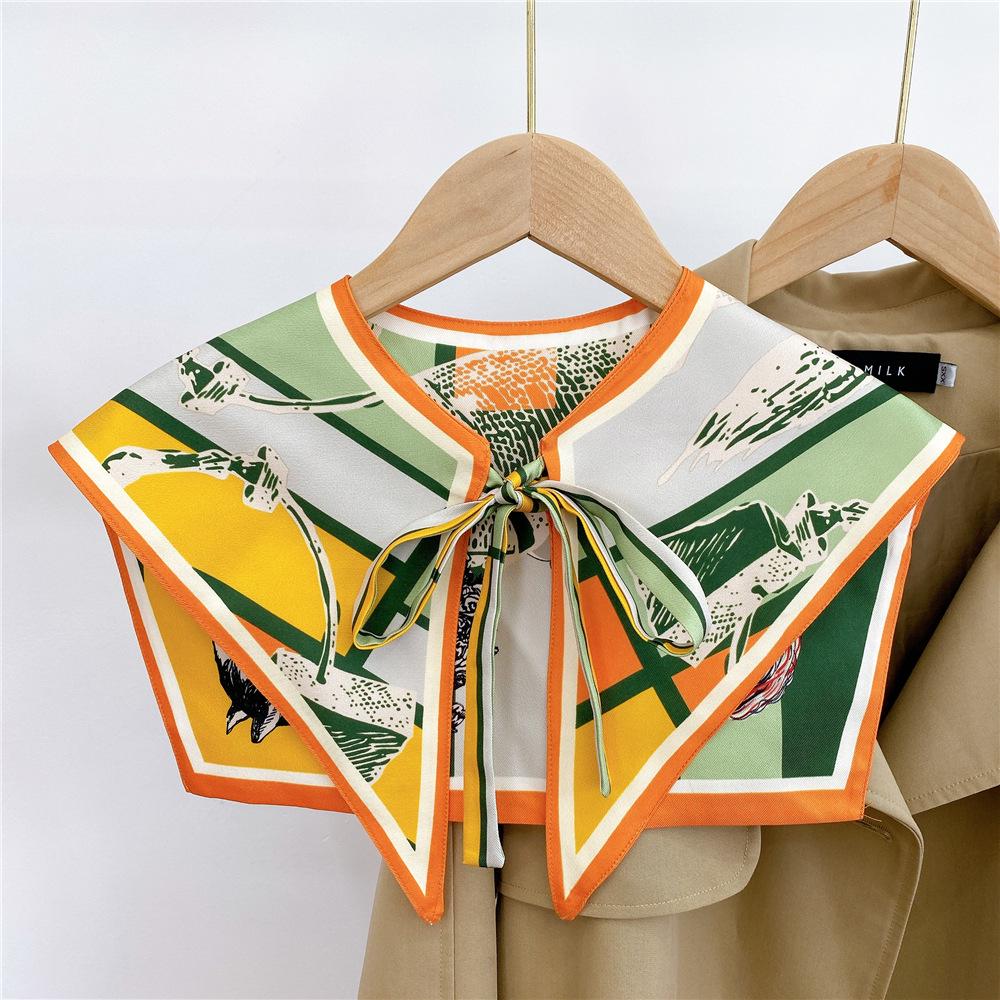Silk Draped Women's Shoulder Scarf Shawl Collar with Neck Protection & Decorative Knotting