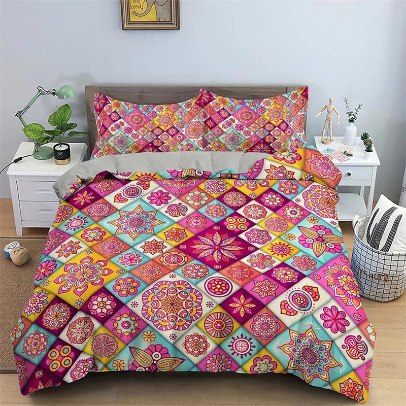 

3D Printed Mandala Pattern Duvet Cover Comforter Bed Set Quilt Cover Pillowcase,King Queen Twin Size Boys Girls Adults 135X200cm