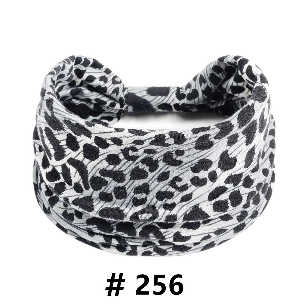 Leopard Print Headbands for Women Wide Boho Turban Head Wraps Cotton Knotted Elastic Hairbands Non Slip Workout Hair Accessories