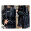 Women Black Vintage PU Leather Blazer Spring Autumn Retro Stylish Elegant Oversized Jacket