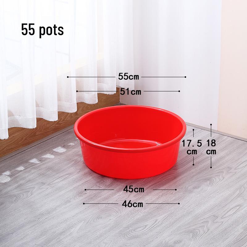 Extra Thick Red Plastic Washbasin - Large Round Household Basin