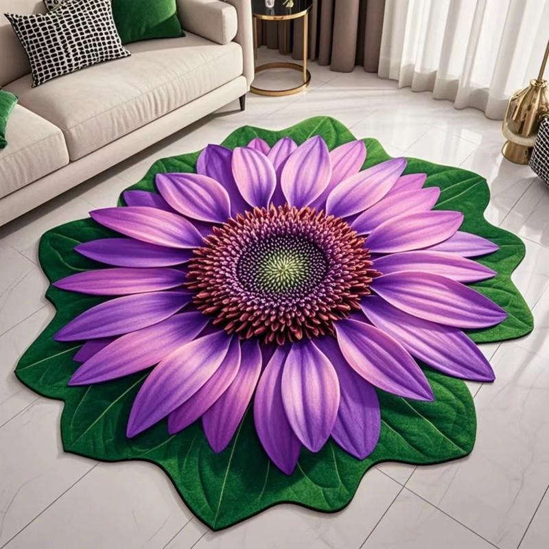 Round Carpet Mat New 3D Visual Illusion Sunflower Rug Floor Mats For Bedroom Living Room Decoration Creative Rugs Floral Pattern