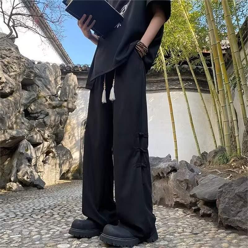 Men's Chinese National Style Long Sleeve Set: Spring/Autumn Pan Buckle Jacket - Versatile Fashion