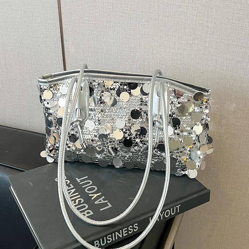 WTEMPO Women's Fashion Sequins Large Capacity Zipper Bags Casual Versatile Singer Shoulder Bags Lady's Commuting Handbags