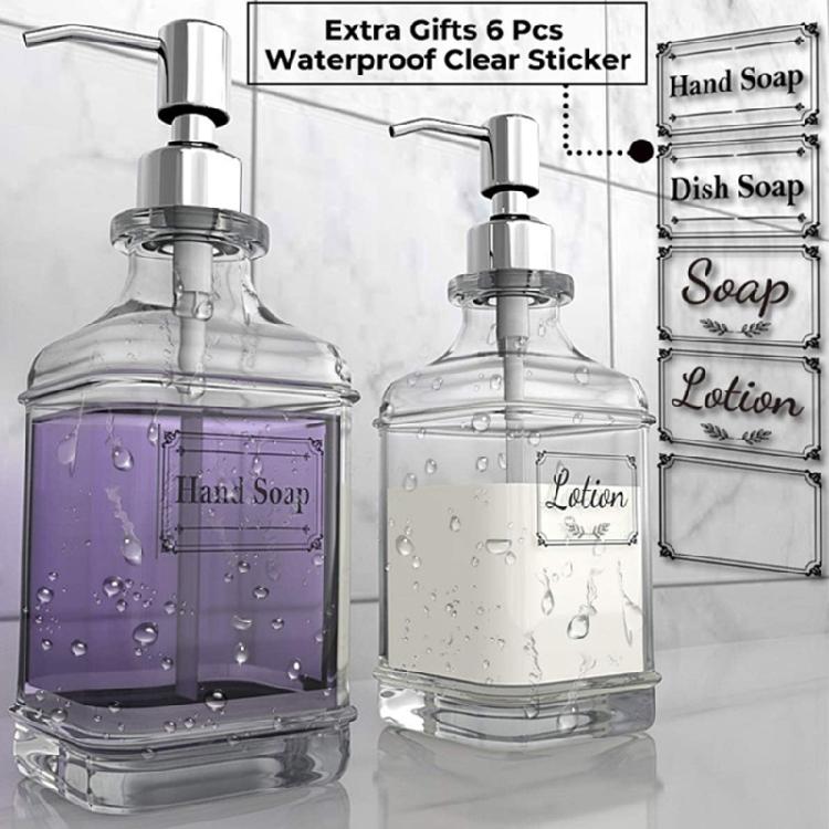 2 Piezas Dispensadores de Gel de Ducha de Vidrio Capacidad 550ml Botella Dispensadora de Líquido Recargable Dispensadores de Jabón