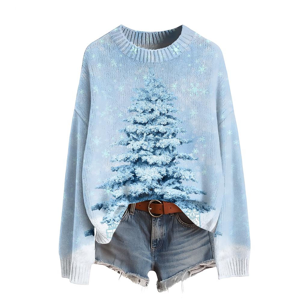 Damen Lustiger Damen Weihnachts-Pullover R-Ausschnitt Weihnachts-Jumper Weihnachts-Outfit Hässliches Sweatshirt Weihnachtskostüm