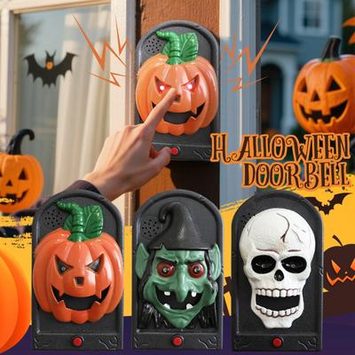 Halloween Doorbell Decorations,Animated Skulls Doorbell With Spooky Sounds,Decor With Lightup Eyeball,Trick Or Treats Event For Adult,Haunted House
