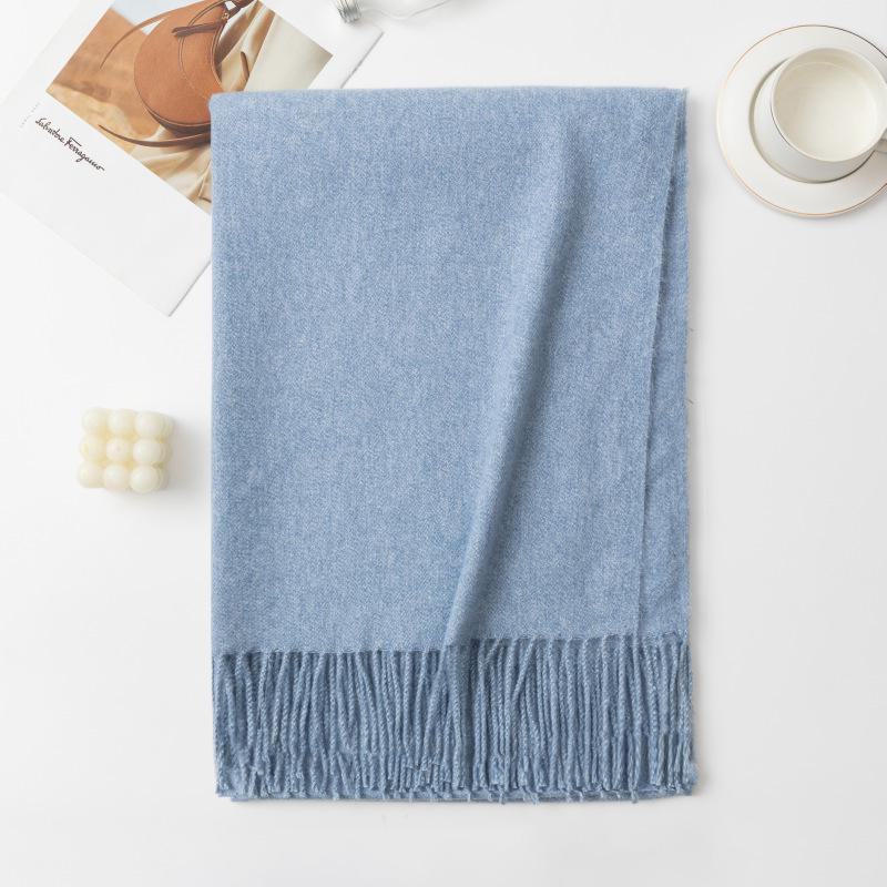 Solid Color Imitation Cashmere Scarf with Tassels - Unisex Winter Shawl