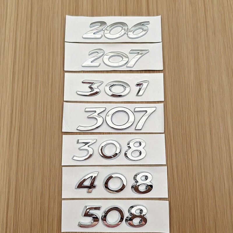 3D ABS Self-Adhesive Numbers 206 207 301 307 308 408 508 Logo Emblem Car Rear Trunk Sticker Badge Decal For Peugeot Accessories