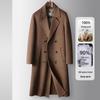 Men's Knee-Length Double-Breasted Overcoat with 100% Wool Down Liner - Casual, Warm, and Double-Faced for Autumn and Winter