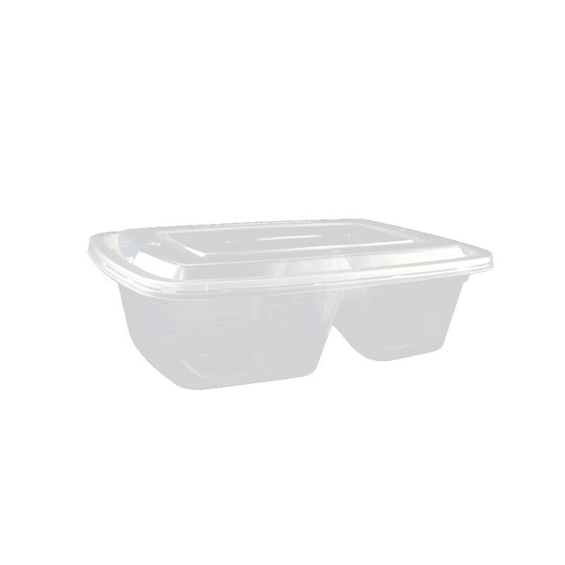 800ml Disposable Dual-Compartment Rectangular Food Container
