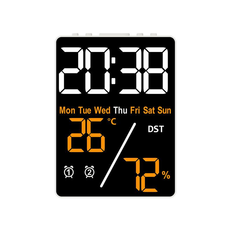 Digital Alarm Clock with Temperature Humidity Week Date Snooze 2 Alarms 3-Level Brightness LED Table Clock 12/24H DST Su