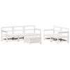 6 Piece White Garden Sofa Set Solid Pine Wood