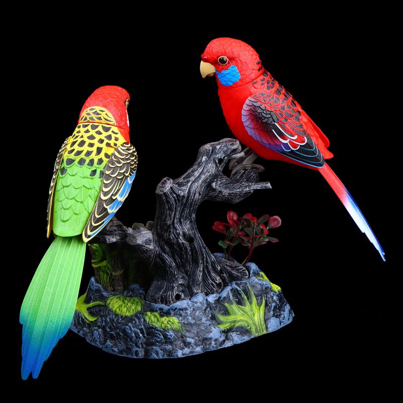 Electronic Sound Activated Motion Sensor Singing Parrot Toy With Realistic Chirping And Moving Actions For Home Decoration