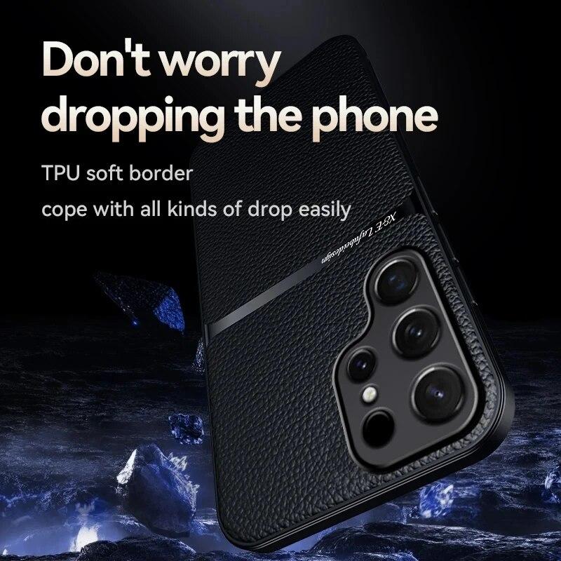 Leather Matte Case For Samsung S26 Ultra S25 Plus S22 S21 S20 S23 FE Funda For Samsung S25 Ultra S24 Magnetic Phone Cover