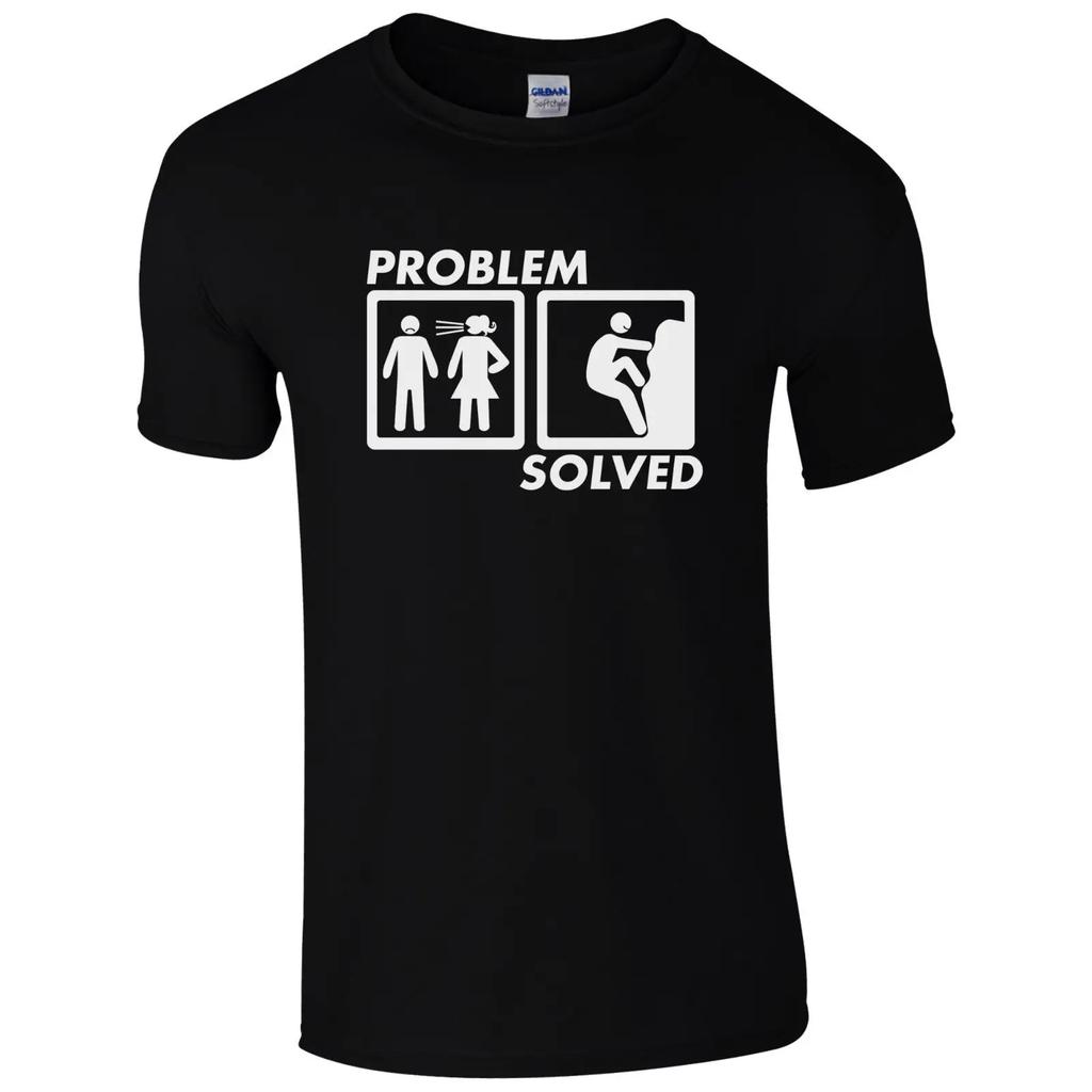 Problem Solved Rock Climbings Funny Tshirt High Quality Printed T Shirt Top Cotton Short Sleeve Tshirt Camisa Masculina