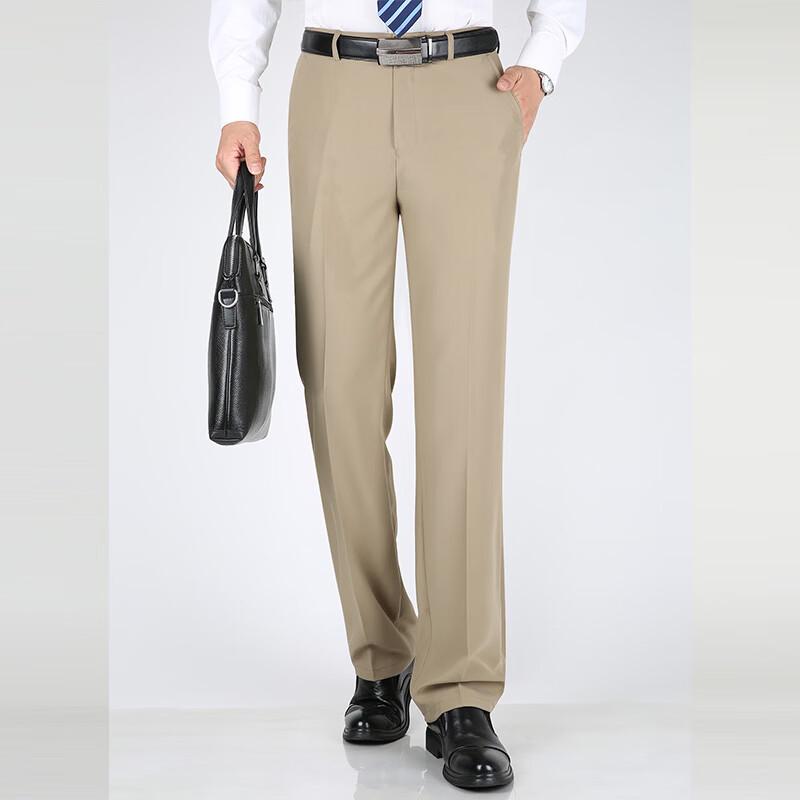 Men's Silk Blend Straight Fit Dress Pants