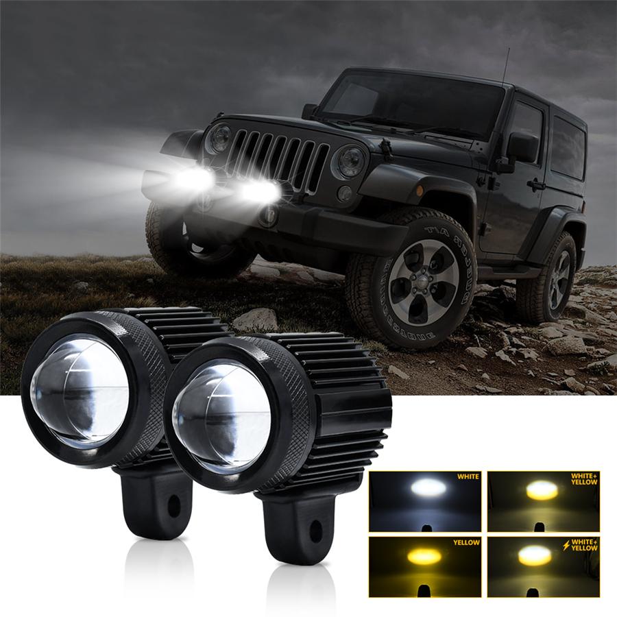 Pair 60W 6000LM Motorcycle ATV LED Headlight Spotlight Flashing Lamp Waterproof